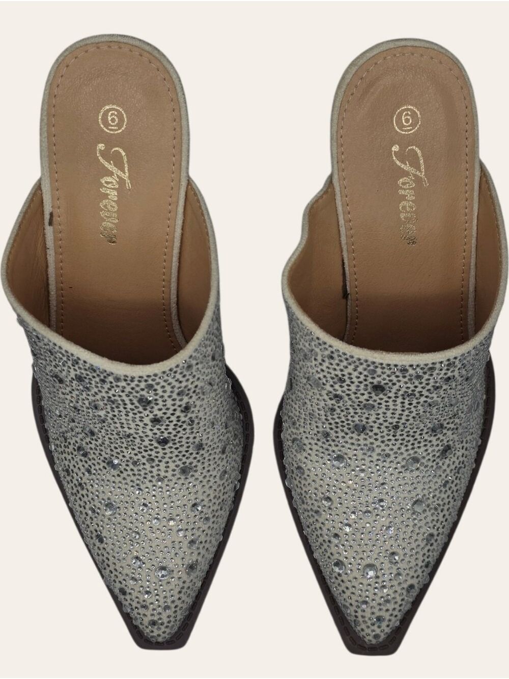 NIB Forever Link Buffy Rhinestone Mules Size 6 Glam Western Chic - Picture 4 of 8